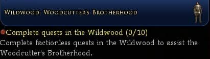 Factionless Quests Required - here for the Woodcutter's Brotherhood Daily 10 Quests