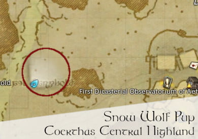 FFXIV Snow Wolf Pup Location Map - Coerthas Central Highlands