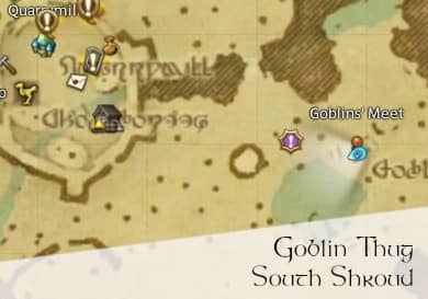 FFXIV Goblin Thug Location Map - South Shroud