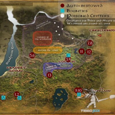 LOTRO Wildwood Factionless Quests Map (Landscape only)
