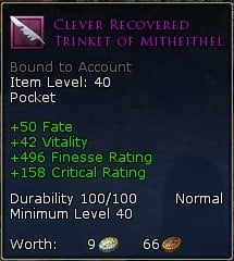 LOTRO Clever Recovered Trinket of Mitheithel