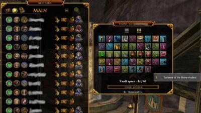 Altholic Addon showing items in another character's vault