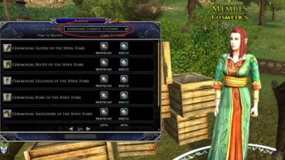 LOTRO Ceremonial Annúminas outfit cosmetics available from Skirmish Camps
