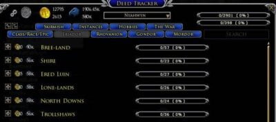 Deed Tracker: a LOTRO Plugin that shows your progress on any one region's deeds.