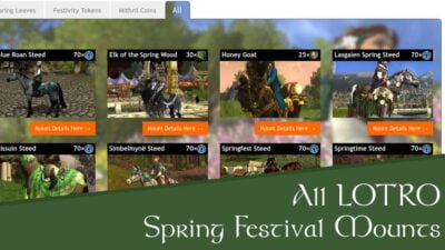 LOTRO Spring Festival Mounts and Steeds List. Spring Leaves, Festivity Tokens and Mithril Coins!