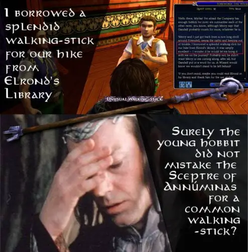 Peregrin Took uses the Sceptre of Annúminas as a Walking-Stick in LOTRO!