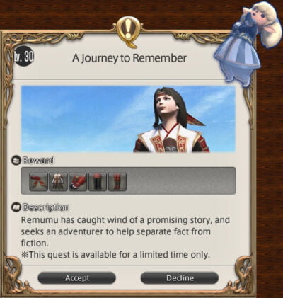 A Journey to Remember - the Maiden's Rhapsody FFXIV Event Quest Dialog