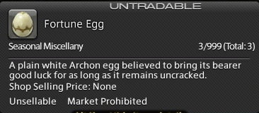 Fortune Egg - the barter currency used to trade for Hatching-tide Rewards this year
