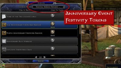 Anniversary Festivity Token rewards are under the Seasonal Skirmish Rewards category.