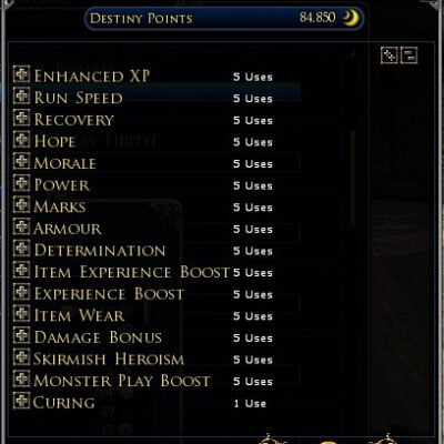 Destiny Point Perks Categories
