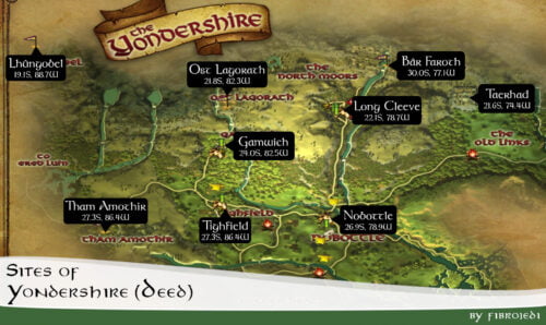 LOTRO Sites of Yondershire Deed Map - All Locations!