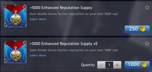 Enhanced Reputatation Supply in the LOTRO Store
