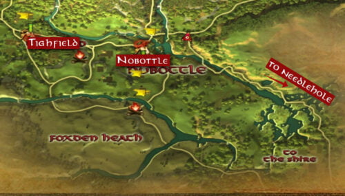 Part of the Region's Map, showing Nobottle and Tighfield