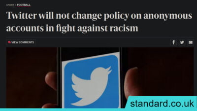 standard.co.uk report on football racism by Anonymous Twitter Accounts