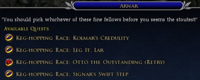 Choose whether to support Kolmar, Lar, Ottó or Signar by picking up their quest.