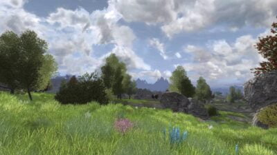 LOTRO Eregion Landscape with distant mountains