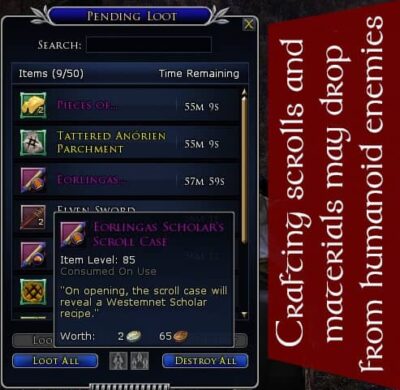 Crafting Recipe Scroll Cases can drop as loot from Humanoid Enemies