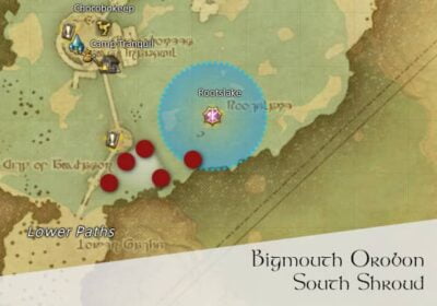 FFXIV Bigmouth Orobon Location Map, South Shroud