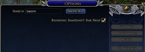 Enable or Disable the LOTRO Beorning Shapeshift Bar in Settings