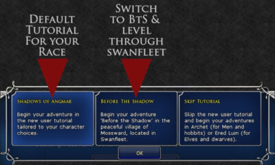 How to choose to start in Mossward in Before the Shadow, or another tutorial zone.