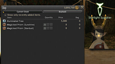 Buy the Illuminated Tree decoration from the Starlight Supplier in Gridania.