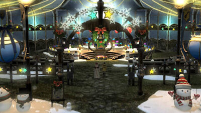 Mih Khetto's Ampitheatre during the FFXIV Starlight Celebration - at night.