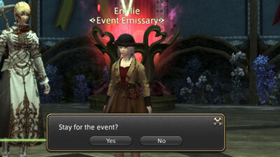 Speak with Emilie to begin the costume event cutscenes.