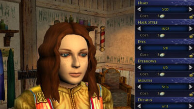 Example Barber Character Appearance Settings in LOTRO