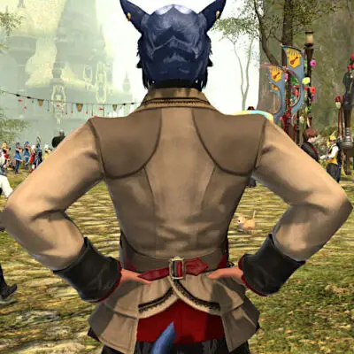 Male Miqo'te - Valentione Emissary's Jacket from the back
