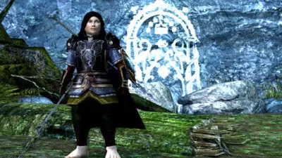 My LOTRO Hobbit outside the Gate of Moria