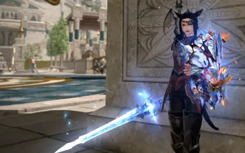 My FFXIV Miqo'te with example sword and shield for Gladiators / Paladins