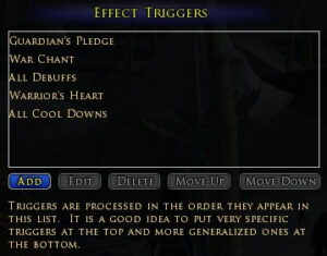 Set your triggers and the order your buffs appear in.