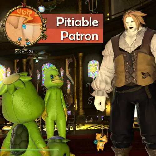 Pitiable Patron - one of the Gold Saucer Patrons during the quest: Of Impish Importance.
