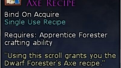 LOTRO Example Forester's Axe Recipe