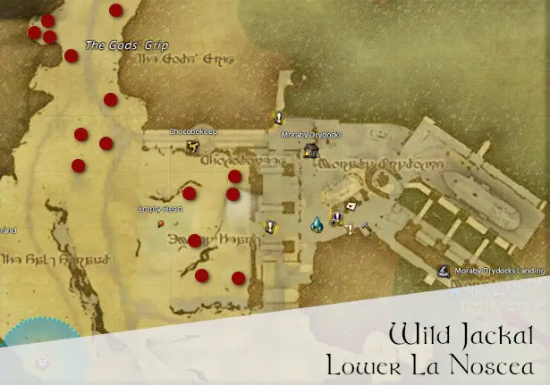 FFXIV Wild Jackal Location Map - Lower La Noscea