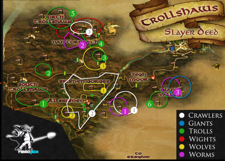 LOTRO Simpler Slayer of the Trollshaws Deed Map by FIbroJedi