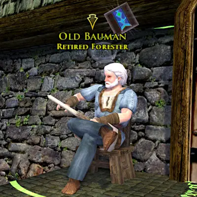 Old Bauman is the Forester Event's Rewards Barter Vendor NPC