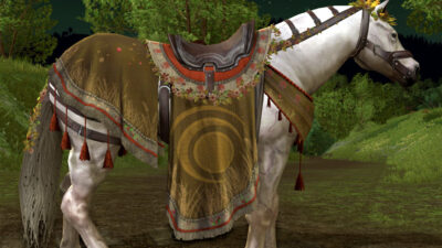 The complete Blazing Firmament War-Steed set (shown on a Solid War-steed hide, coloured white).