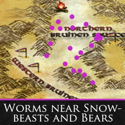 Where you can find worms and progress three Misty Mountains Slayer Deeds at the same time.