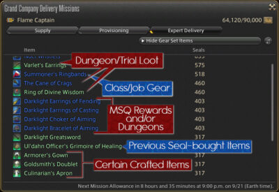 What kind of items can I turn in for FF14 Expert Deliveries?