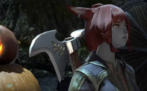A scared botanist in Gridania - an NPC during the FFXIV All Saints Wake 2023 event