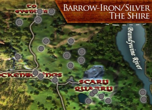 LOTRO Barrow-iron and Silver nodes in the Shire (Map)