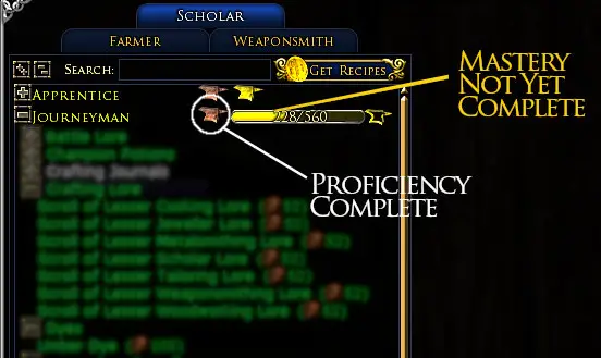 LOTRO Crafting Proficiency and Mastery Explained.