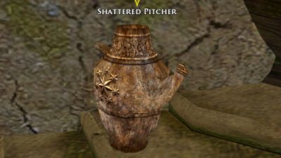 LOTRO Shattered Pitcher in the Shire - a scholar research gathering node.