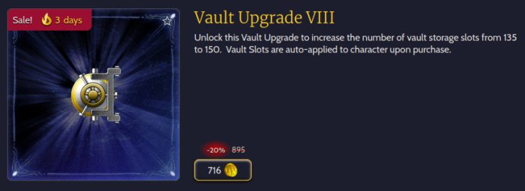 Example of a Vault Upgrade in the LOTRO Store