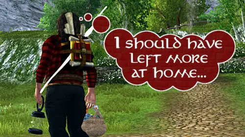 My LOTRO Hobbit, Myrlas carrying too much and thinking 'I should have left more at home...'