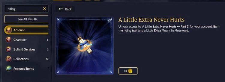 Unlock A Little Extra never hurts part 2 in the LOTRO Store.