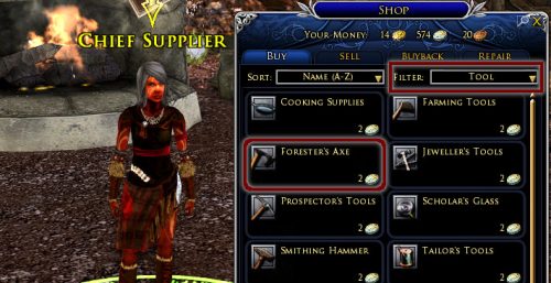 You can buy a standard Forester's Axe for just 2 silver. It is more durable than the Inferior one you get from the tutorial.