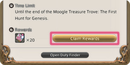 How to claim rewards from the Mogpendium during the Moogle Treasure Trove - The Hunt for Genesis