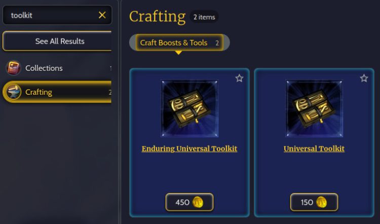 LOTRO Crafting Toolkits in the Store.